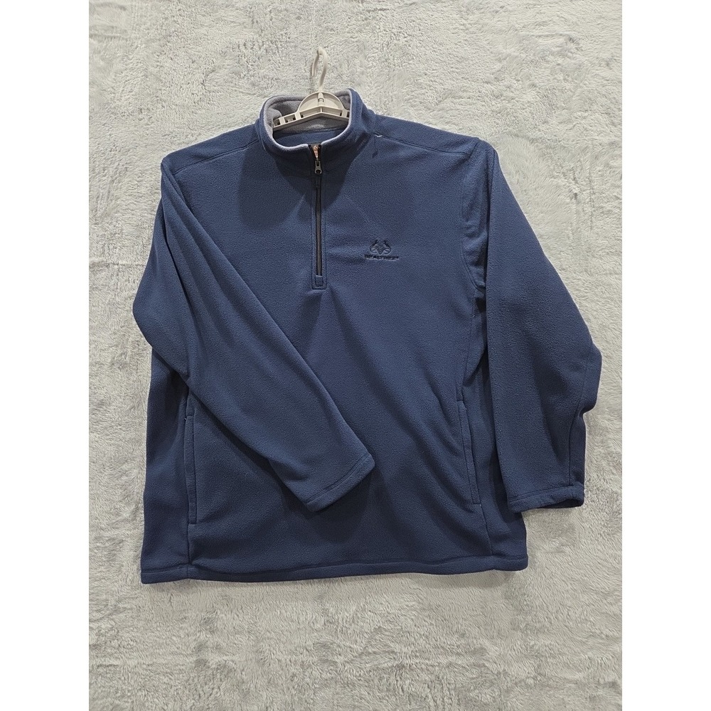 REALTREE MENS POLAR FLEECE 1/4 ZIP DARK NAVY PULLOVER JACKET ZIP POCKETS SZ XXL
